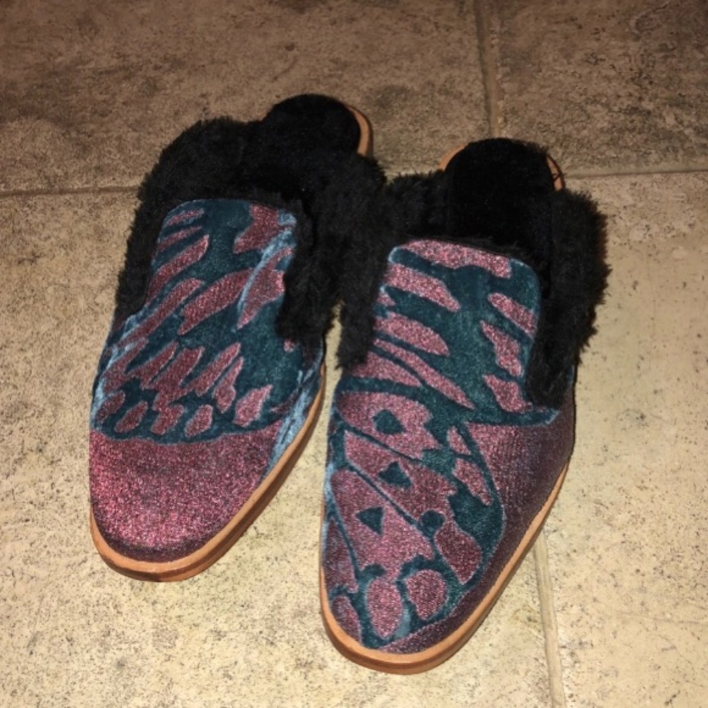 Free People Butterfly Shearling Mules